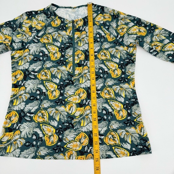 Garnet Hill Swim Set Half Zip Rashguard and Swim Bottom Floral Tropical Print - Picture 8 of 15